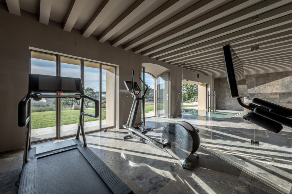 State of the art gym at Podere Tesoro